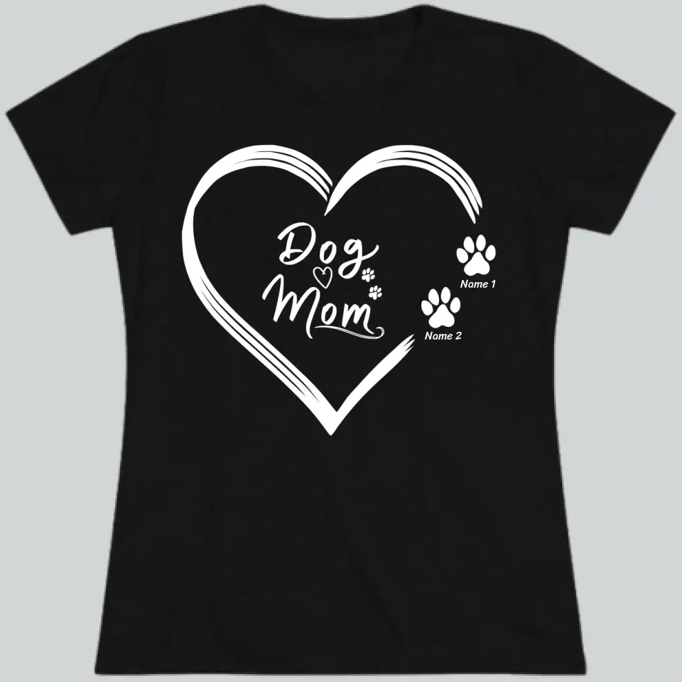 Personalized Fitted Dog Mom Heart