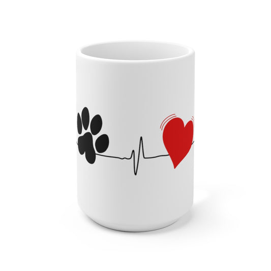 Paw Print with Beating Heart Mug